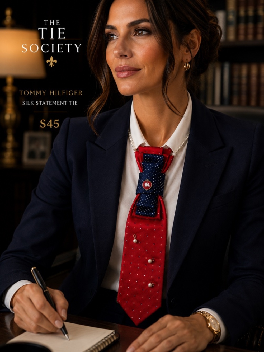 One-of-a-Kind Statement Tie | Tommy Hilfiger | Wearable Art | Pearl Charms